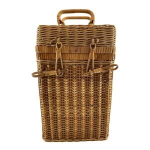 Wicker Vintage Rattan Suitcase Picnic Toggle Close Approx 13"x8"x4" Basket